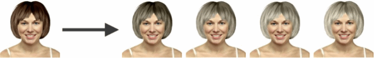 Simulación de cabello gris