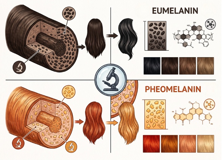 La eumelanina y la feomelanina que determinan tu color de pelo
