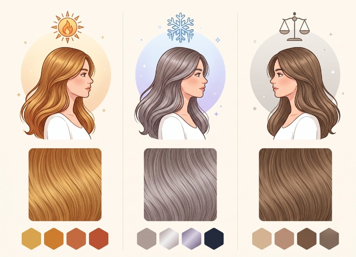 Tonos de pelo cálidos, fríos y neutros
