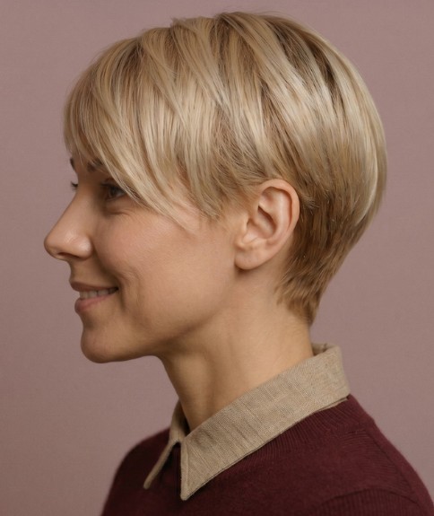 Estilo pulido para cabello muy corto - Vista lateral