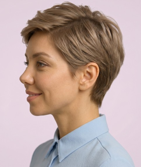 Peinado estilo pixie con textura - Vista lateral