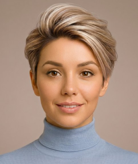 Corte pixie asim&eacute;trico y atrevido para cabello rubio