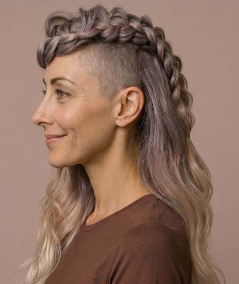 Cabello trenzado con laterales rapados