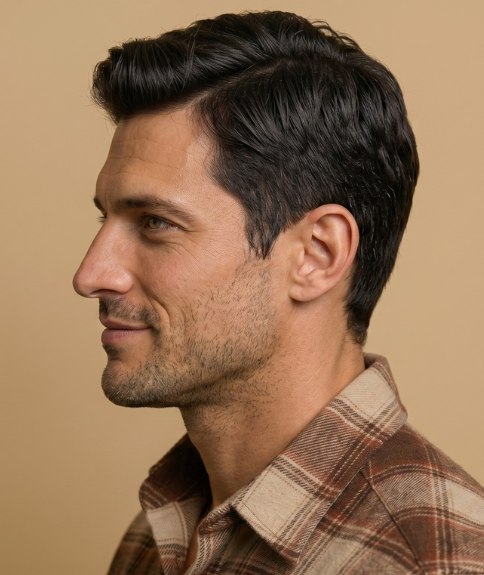 Corte de cabello corto tradicional para hombres - Vista lateral