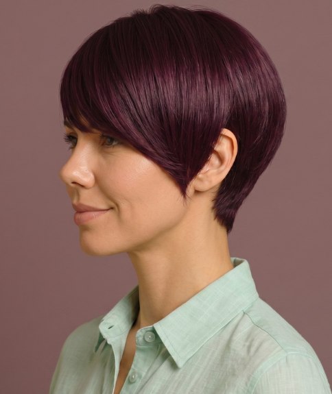 Cabello rojo borgo&ntilde;a - Vista lateral
