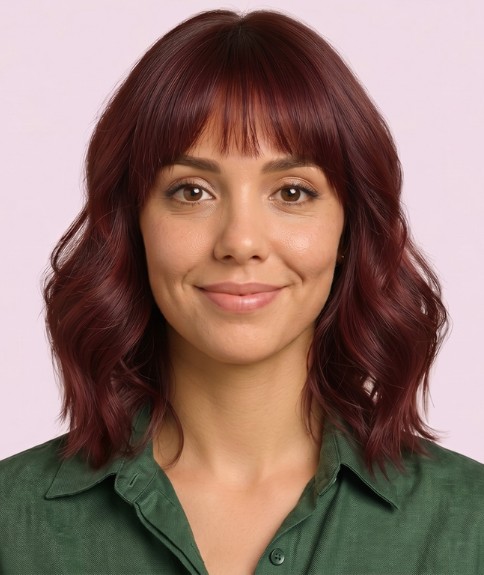 Bob largo ondulado con cabello que cae a la altura de los hombros