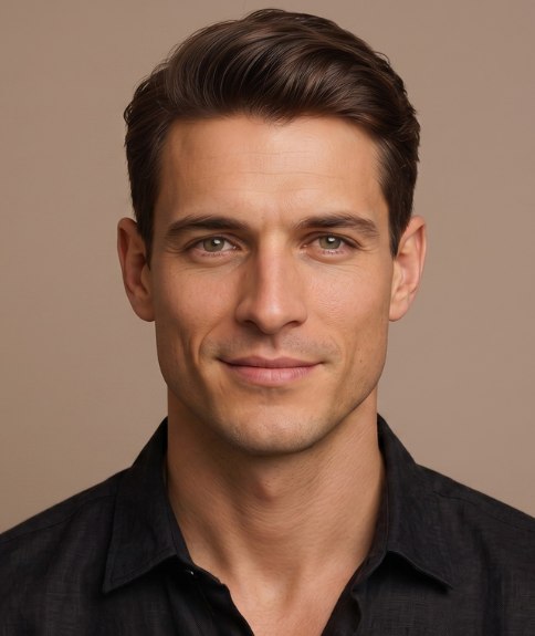 Cabello cl&aacute;sico para hombre con peinado hacia un lado