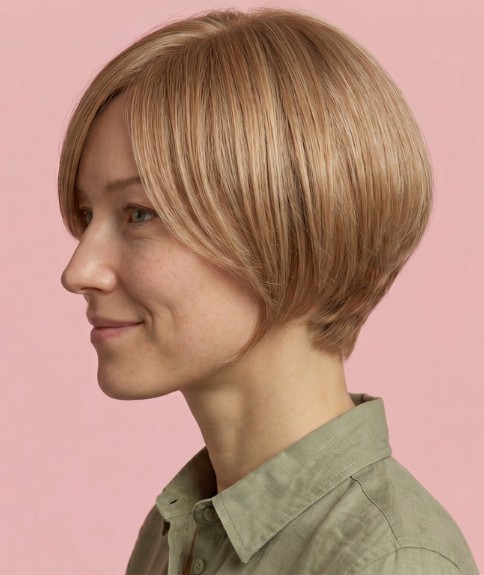 Bob corto que da al cabello un aspecto abundante - Vista lateral