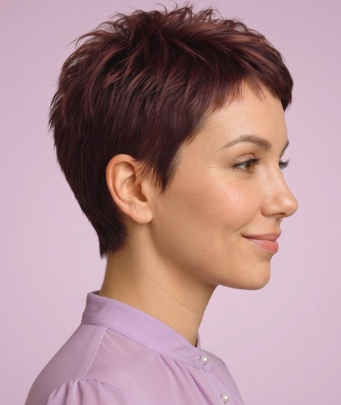 Corte de cabello atrevido por encima de las orejas para mujeres - Vista lateral