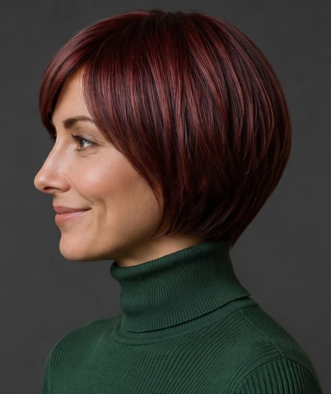 Corte de cabello bob corto con capas para - Vista lateral