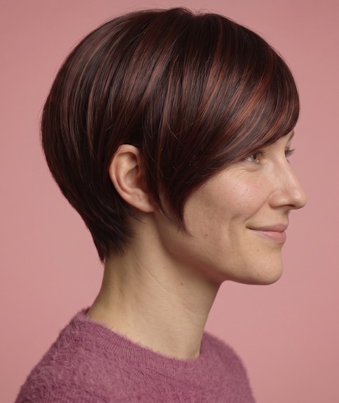 Peinado corto femenino con flequillo lateral