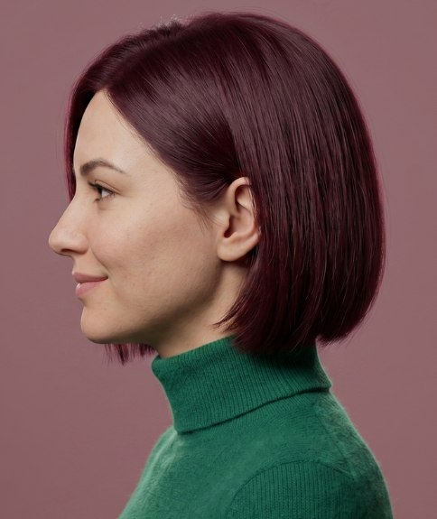 Cabello lacio en un corte bob - Vista lateral