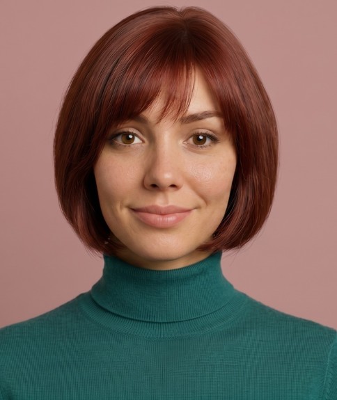 Bob con un c&aacute;lido color de cabello caoba