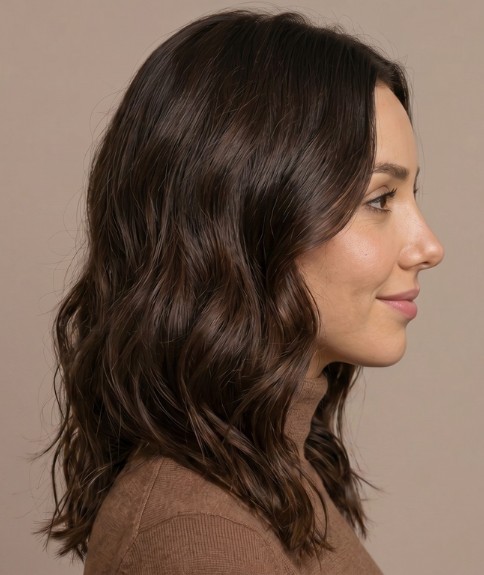 Estilo de cabello largo y ondulado
