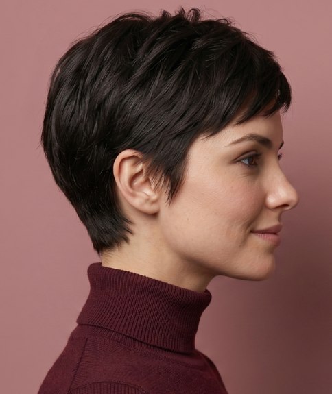 Cabello corto, cortado para caer naturalmente en su lugar