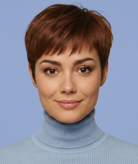 Corte pixie moderno con flequillo ladeado