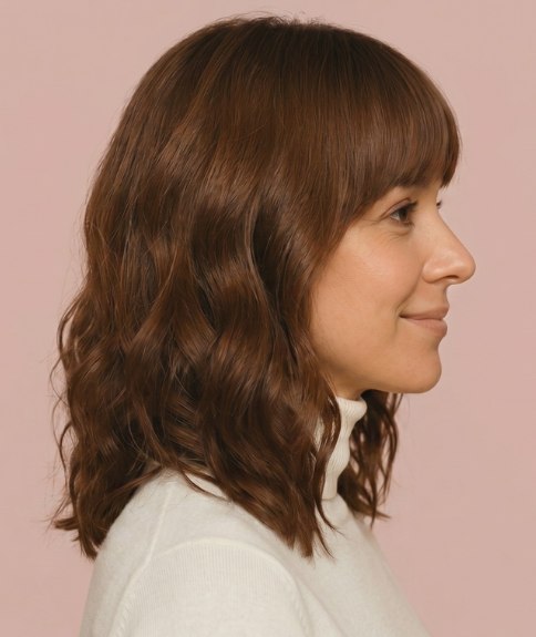 Cabello con ondas que caen alrededor de los hombros