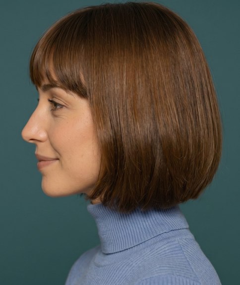 Corte bob que cae a la altura de la barbilla
