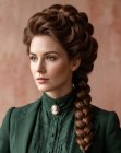 Recogido con una trenza larga