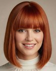 Bob lacio y recto color cobre