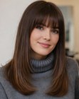 Cabello casta�o largo y sedoso