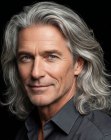 Estilo para hombres con cabello largo y canoso