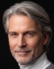 Estilo para hombres con cabello semilargo y canoso