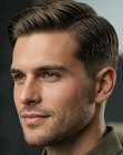 Cabello para hombres con una raya lateral profunda