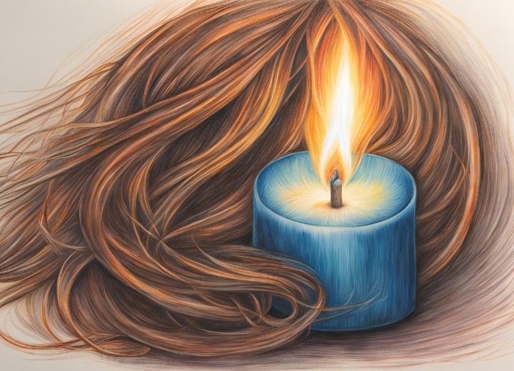 Pelo inflamable y una vela